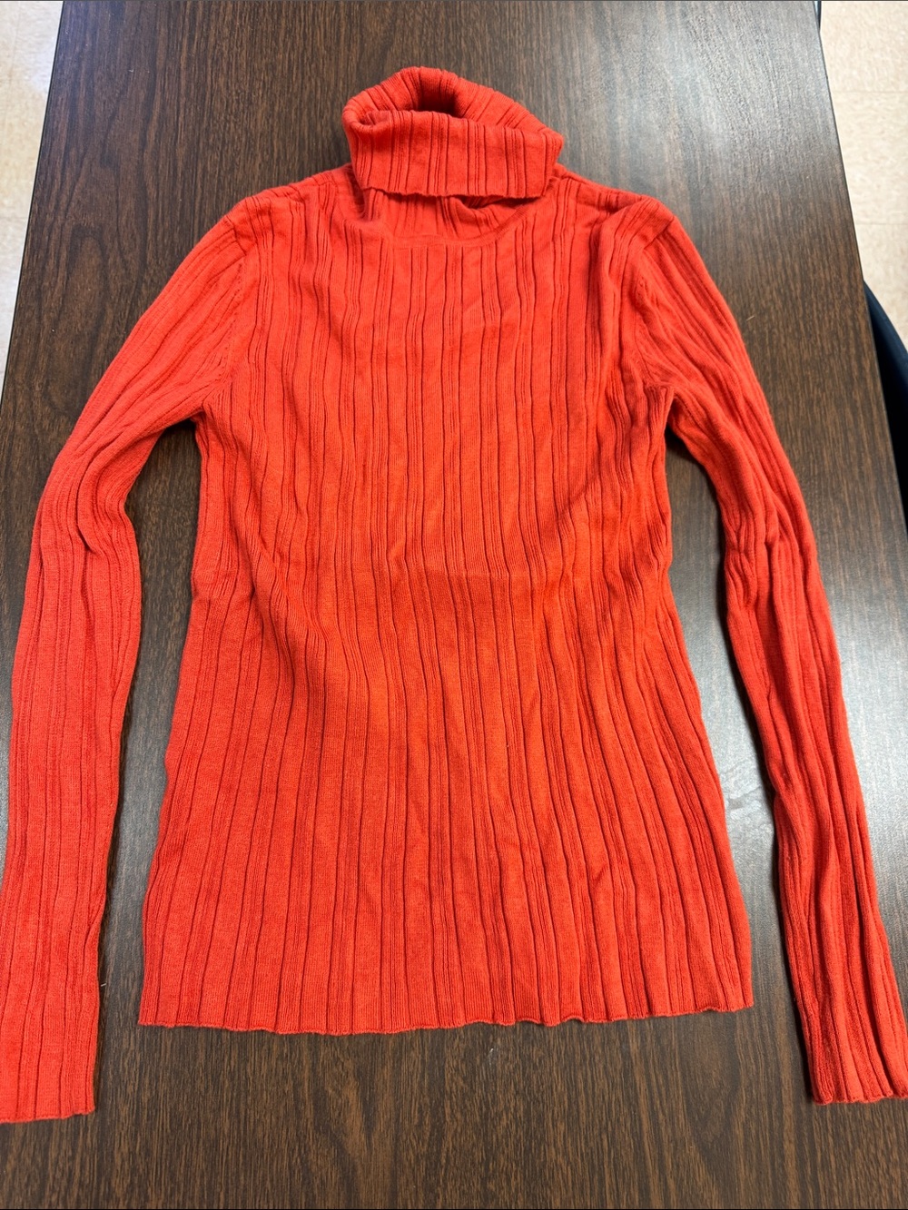 Women's Ribbed Cowl Neck Sweater - Vibrant Orange